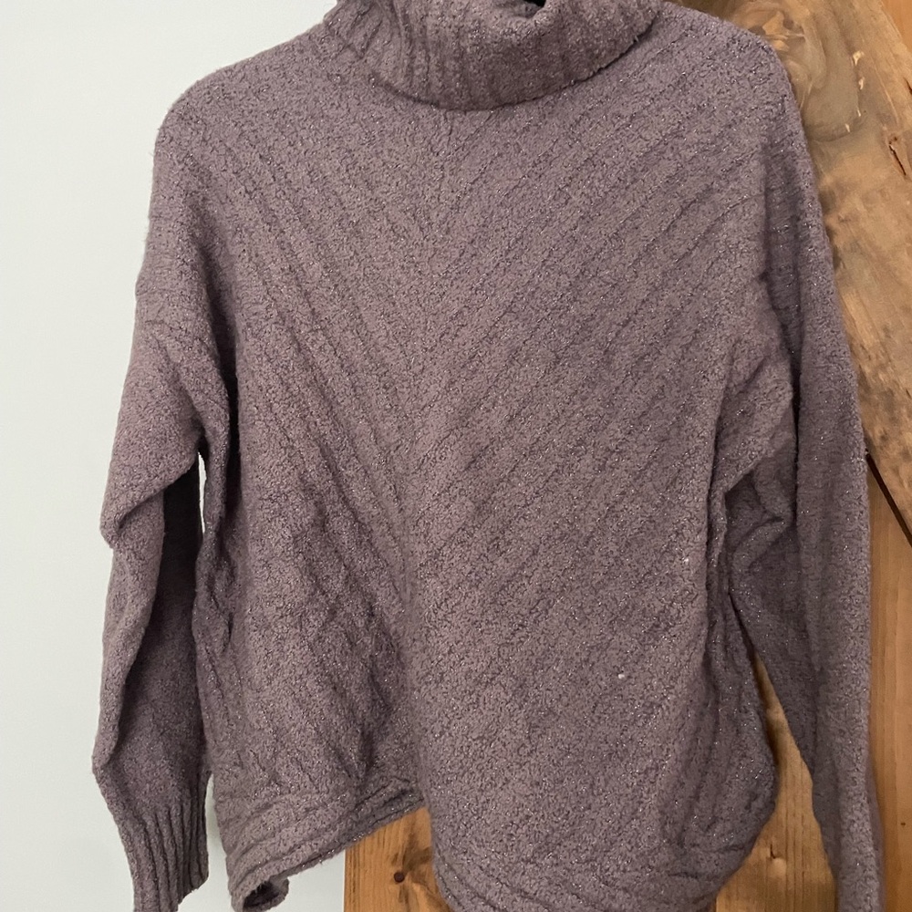 Simply Vera Vera Wang Lavender Cowl Neck Metallic Speckled Sweater NWT
